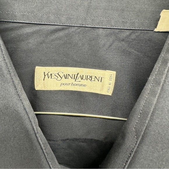 YVES SAINT LAURENT MENS DRESS SHIRT size 17 navy blue - Picture 8 of 11